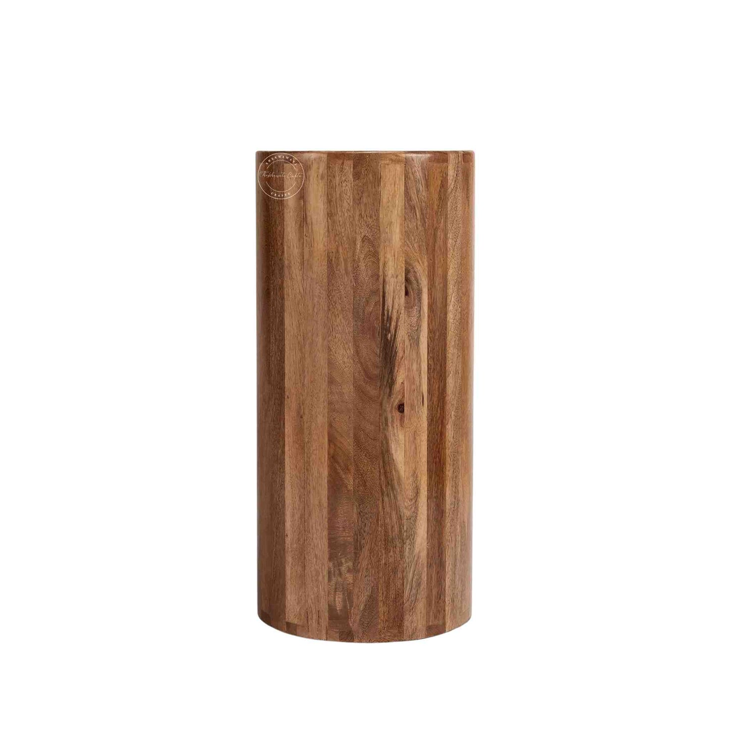 Teshio 4 drawer round shape accent side table with natural finish.