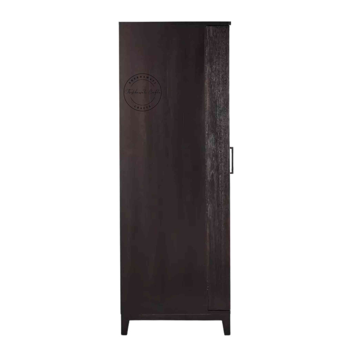 The Pint Bar Cabinet is handcrafted with mango wood and a dual tone finish, 2 doors, bottles and glass sections.