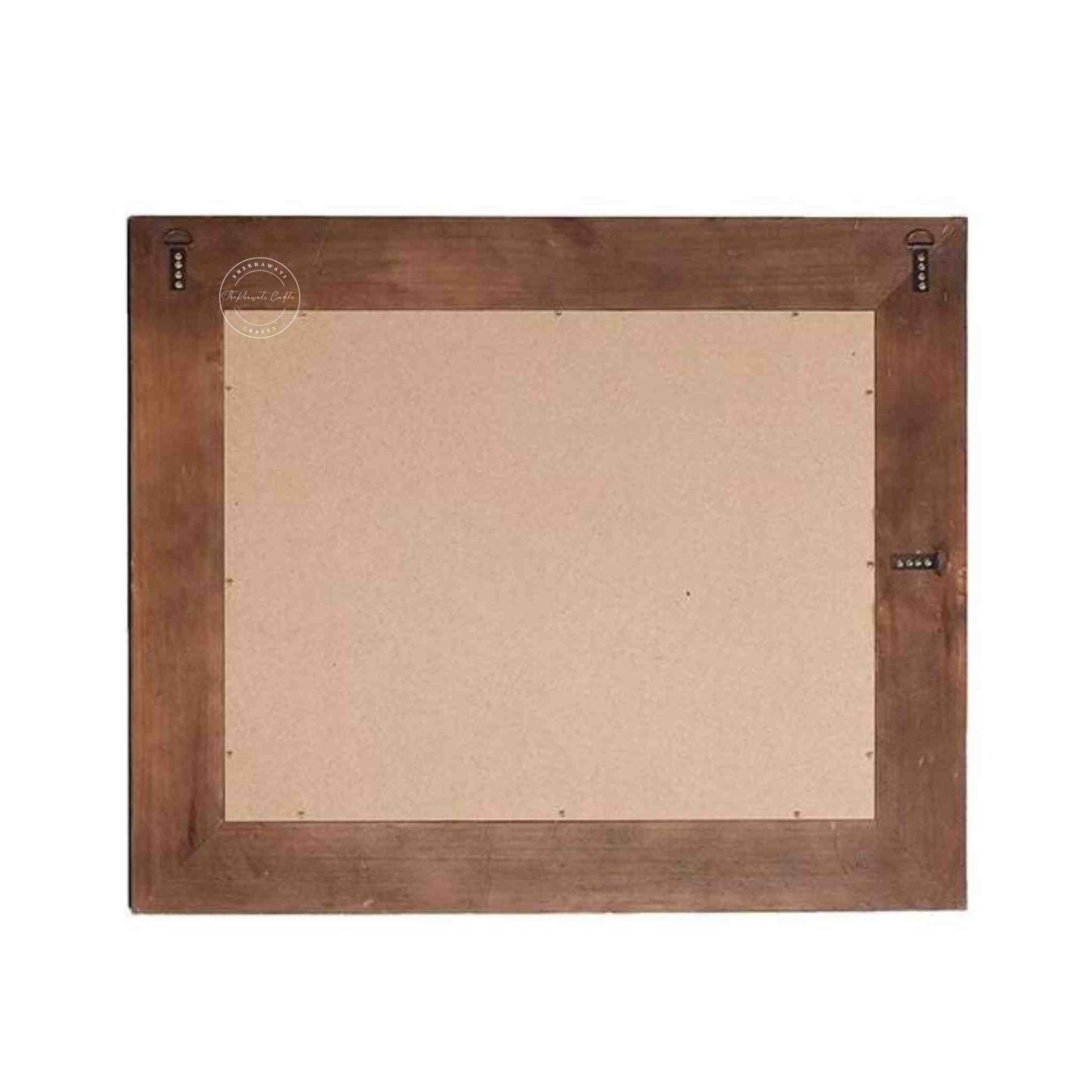 tribal mirror frame is handcrafted from solid mango wood and features a natural finish. It can be hung either vertically or horizontally.