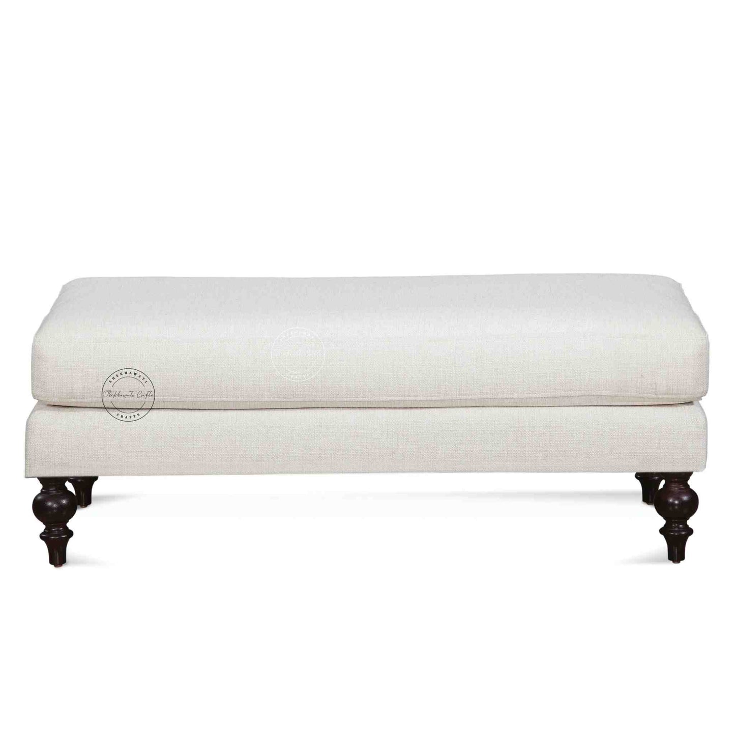 Velora classic ottoman bench is handmade from sheesham wood and jute fabric.
