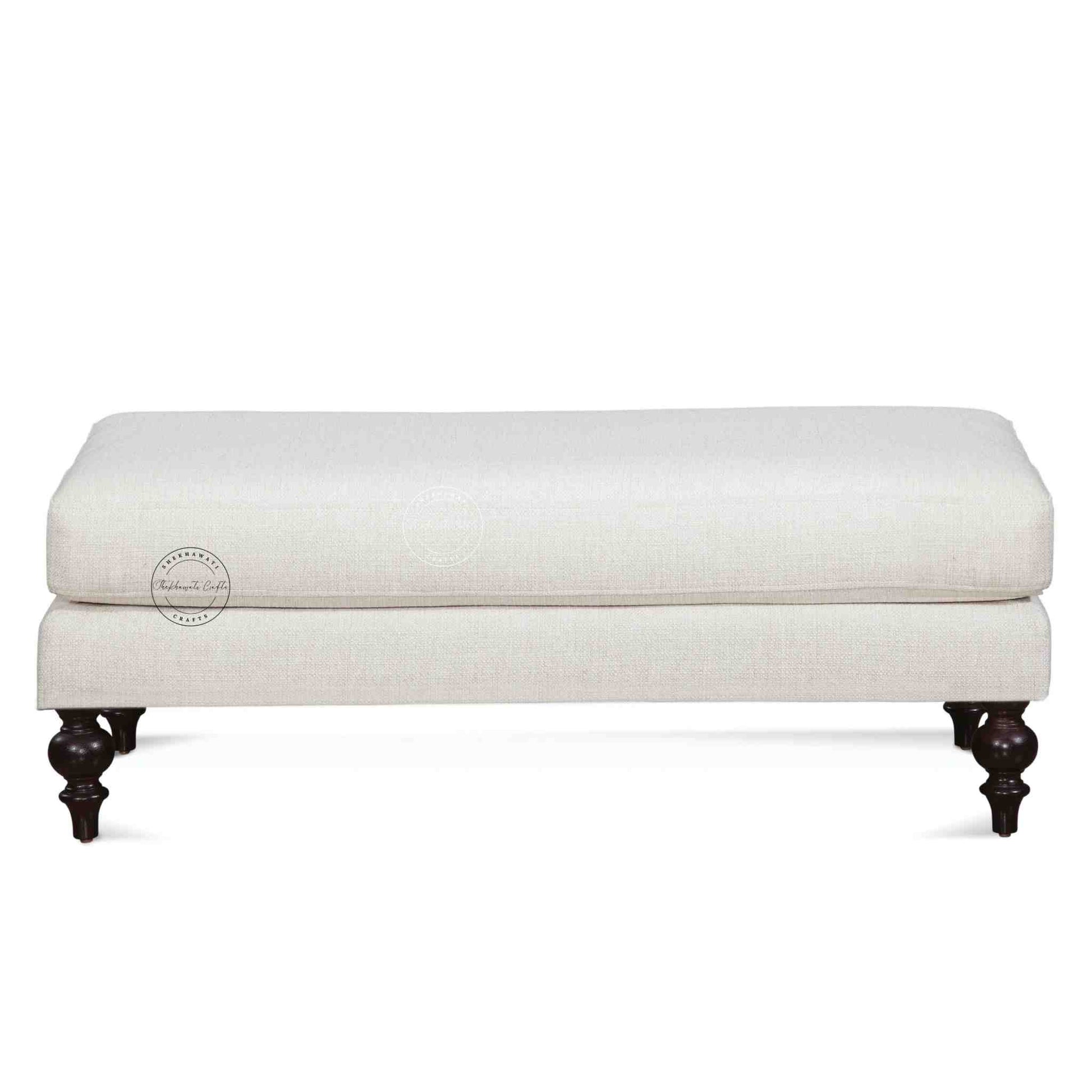 Velora classic ottoman bench is handmade from sheesham wood and jute fabric.