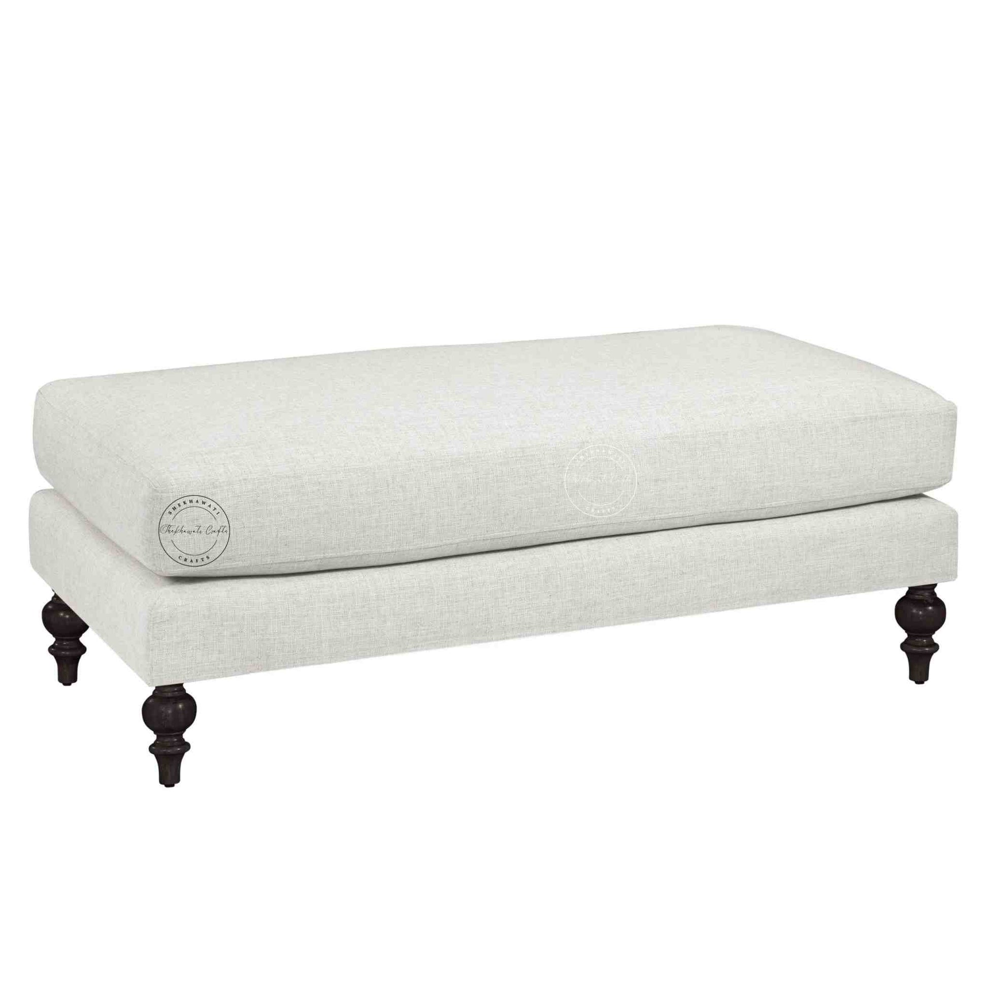 Velora classic ottoman bench is handmade from sheesham wood and jute fabric.