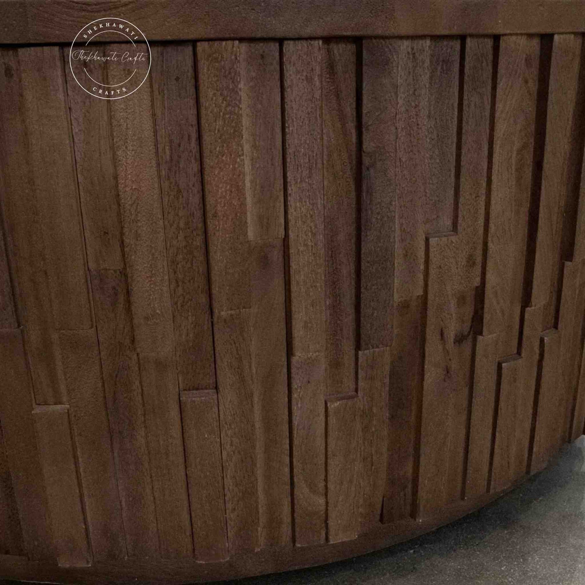 Venessa coffee table is handcrafted from mango wood with walnut finish and storage compartment.