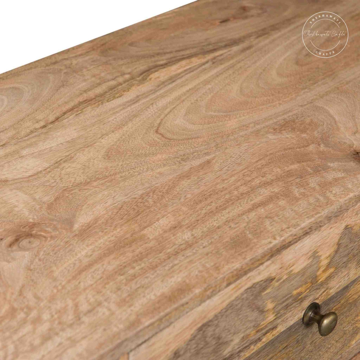 Vihaan mid century sideboard handcrafted from mango wood with 2 doors and 3 drawers.