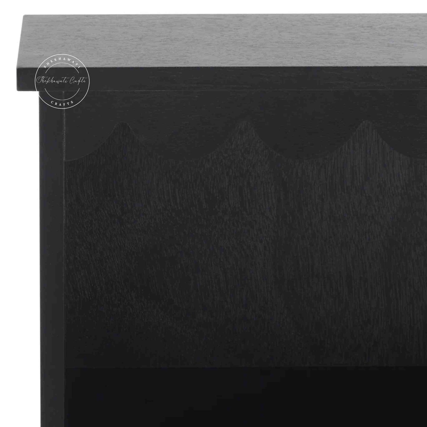 Zen Wall Shelf is handmade from mango wood and a matte back finish color.