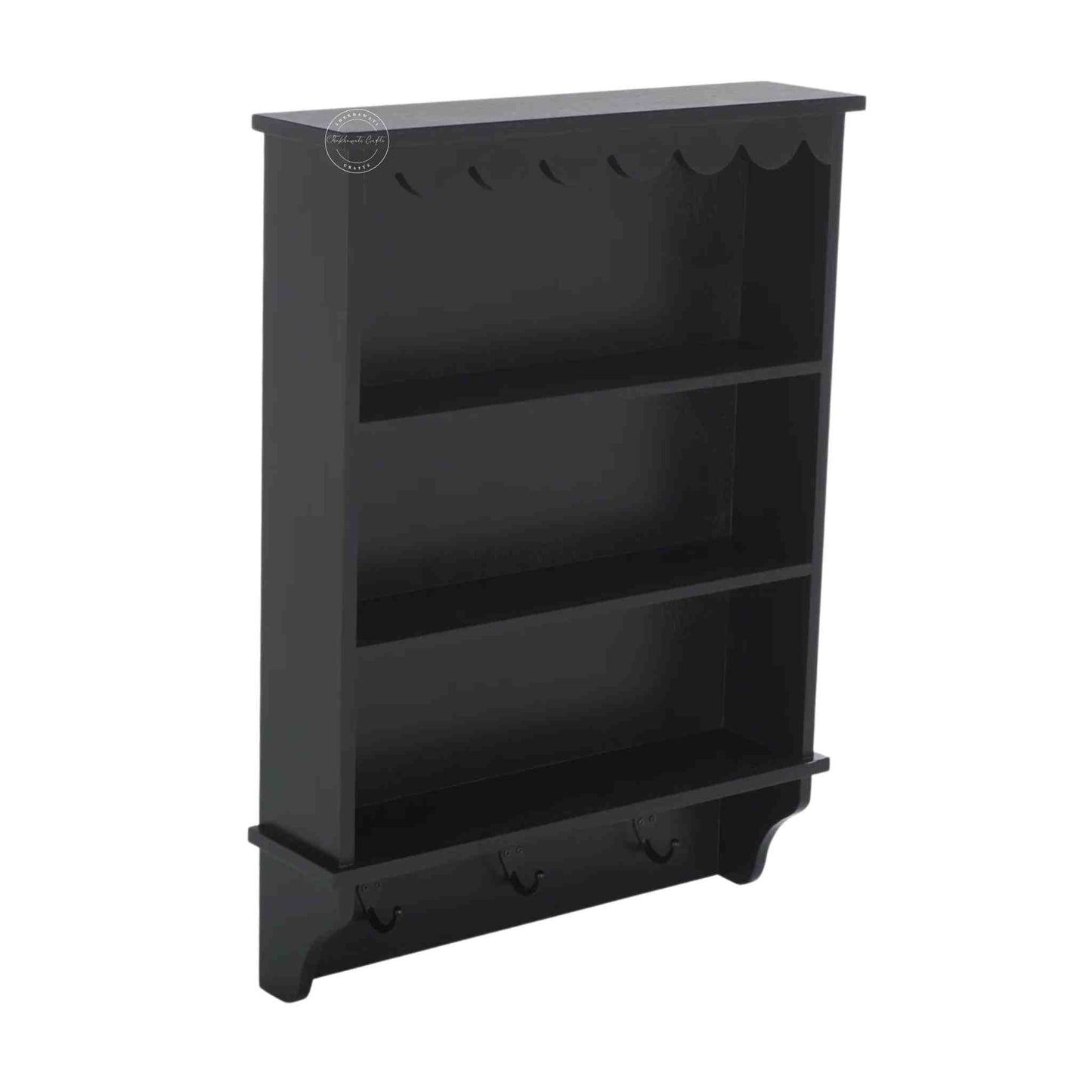 Zen Wall Shelf is handmade from mango wood and a matte back finish color.