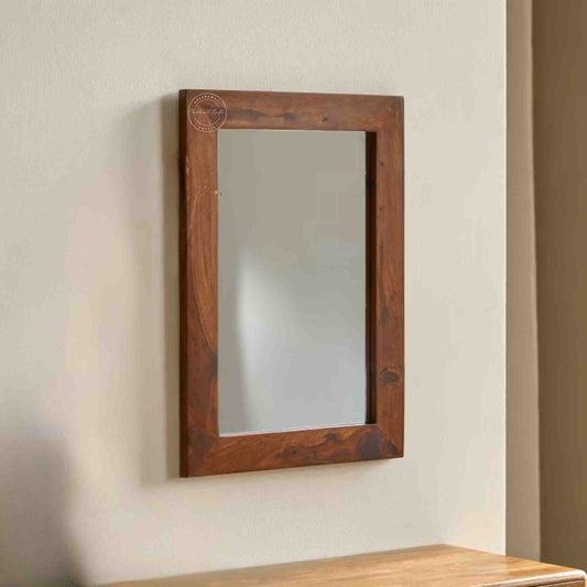 Razi mirror photo frame is handcrafted with sheesham wood and a honey finish, It can be hang vertically or horizontally.