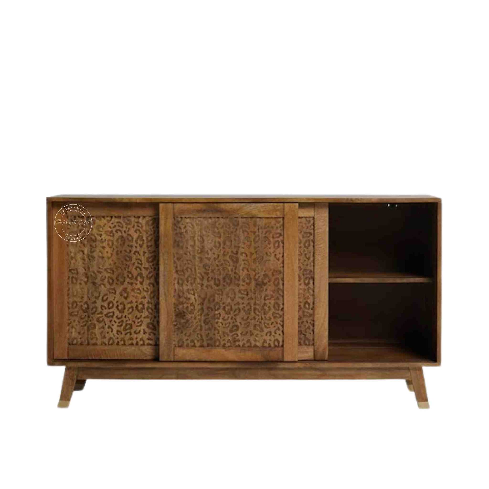 Aarika sideboard is handcrafted from mango wood and 3 sliding doors with Aarika collections design