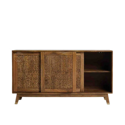 Aarika sideboard is handcrafted from mango wood and 3 sliding doors with Aarika collections design