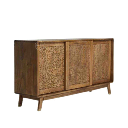 Aarika sideboard is handcrafted from mango wood and 3 sliding doors with Aarika collections design