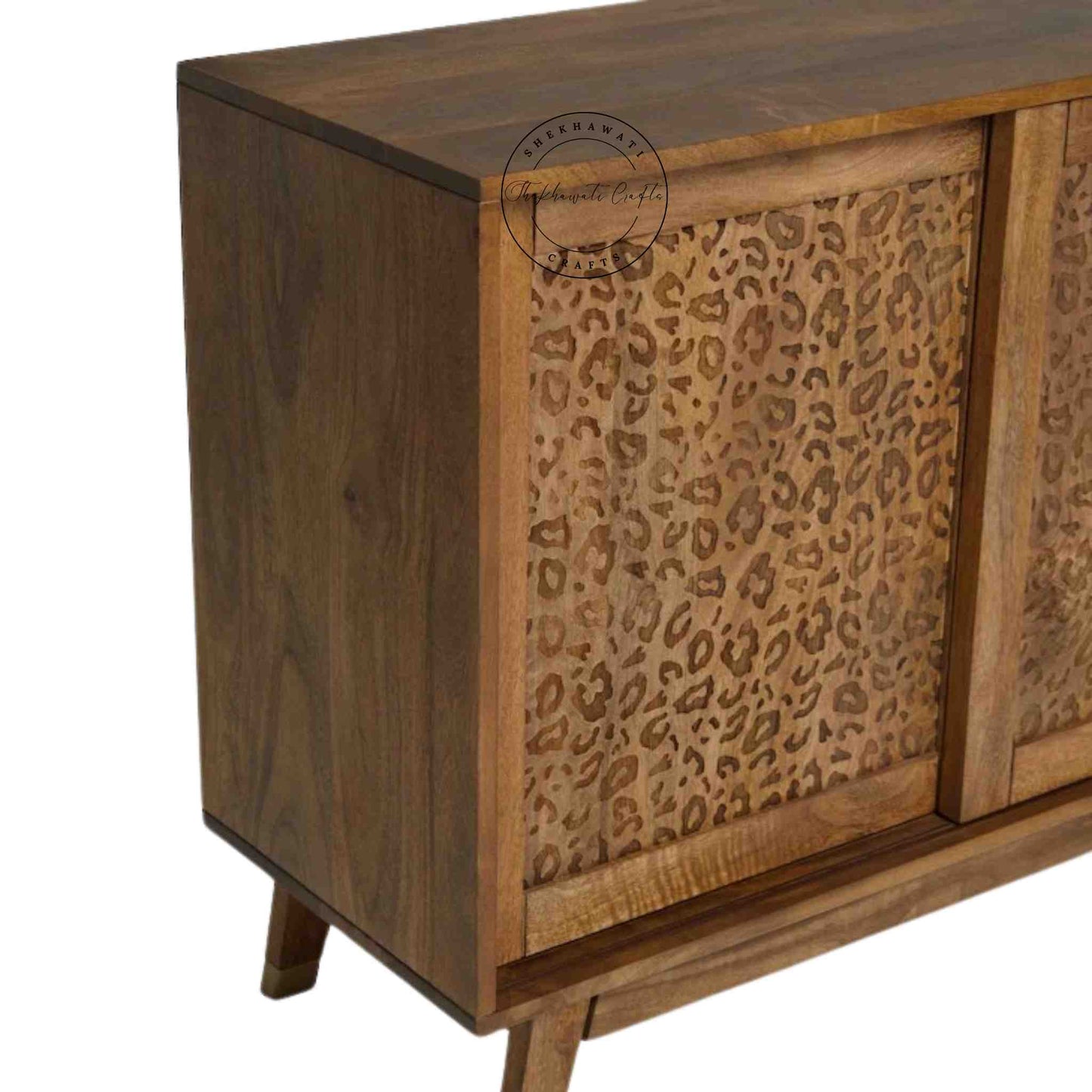 Aarika sideboard is handcrafted from mango wood and 3 sliding doors with Aarika collections design