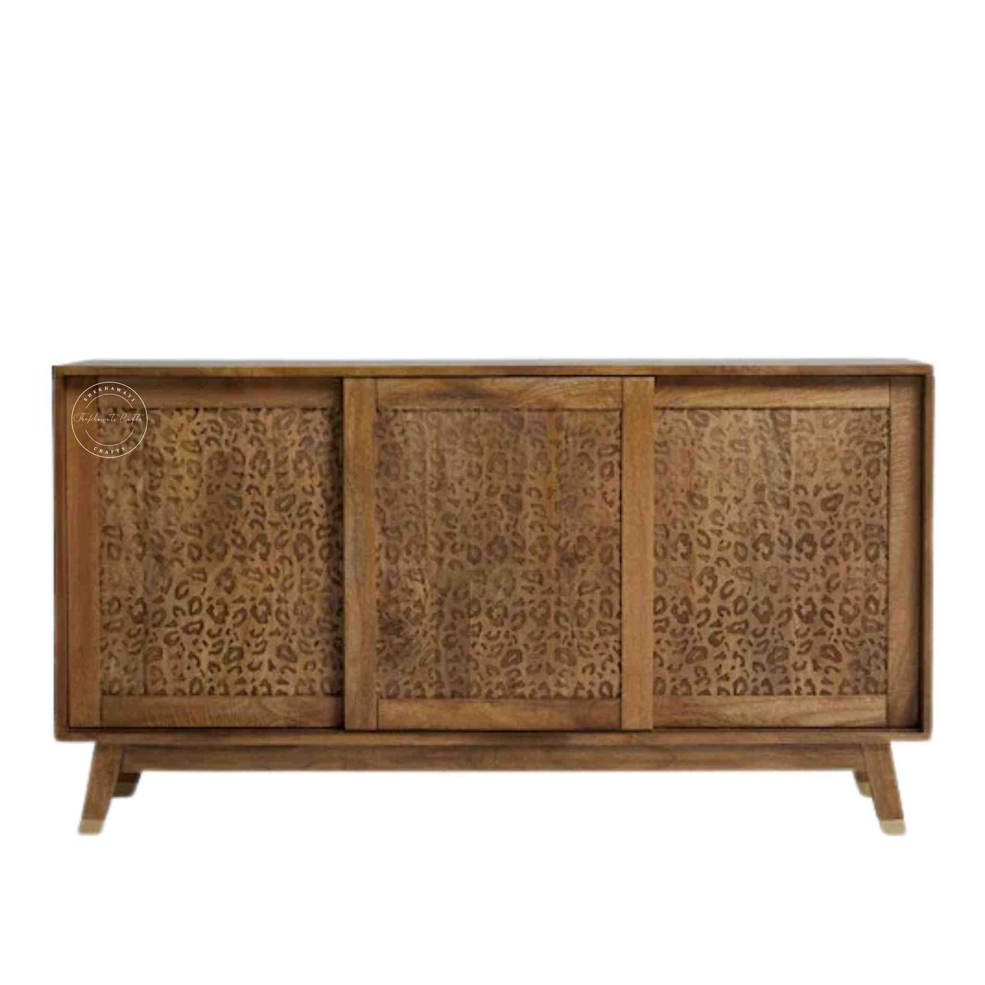 Aarika sideboard is handcrafted from mango wood and 3 sliding doors with Aarika collections design