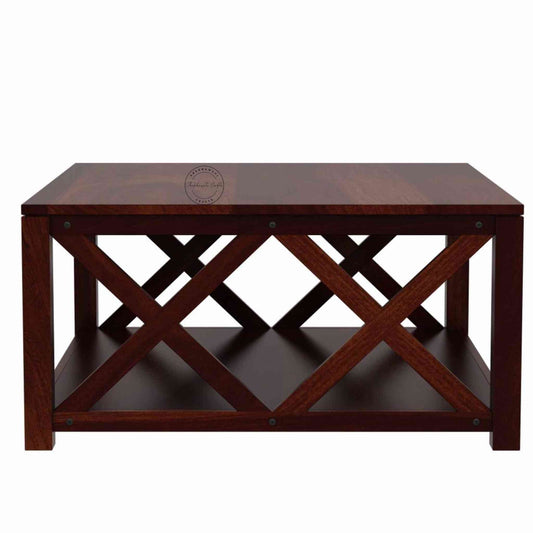 Handcrafted Ala X Sheesham Wood Center Table made with x shape design and customer finish option.