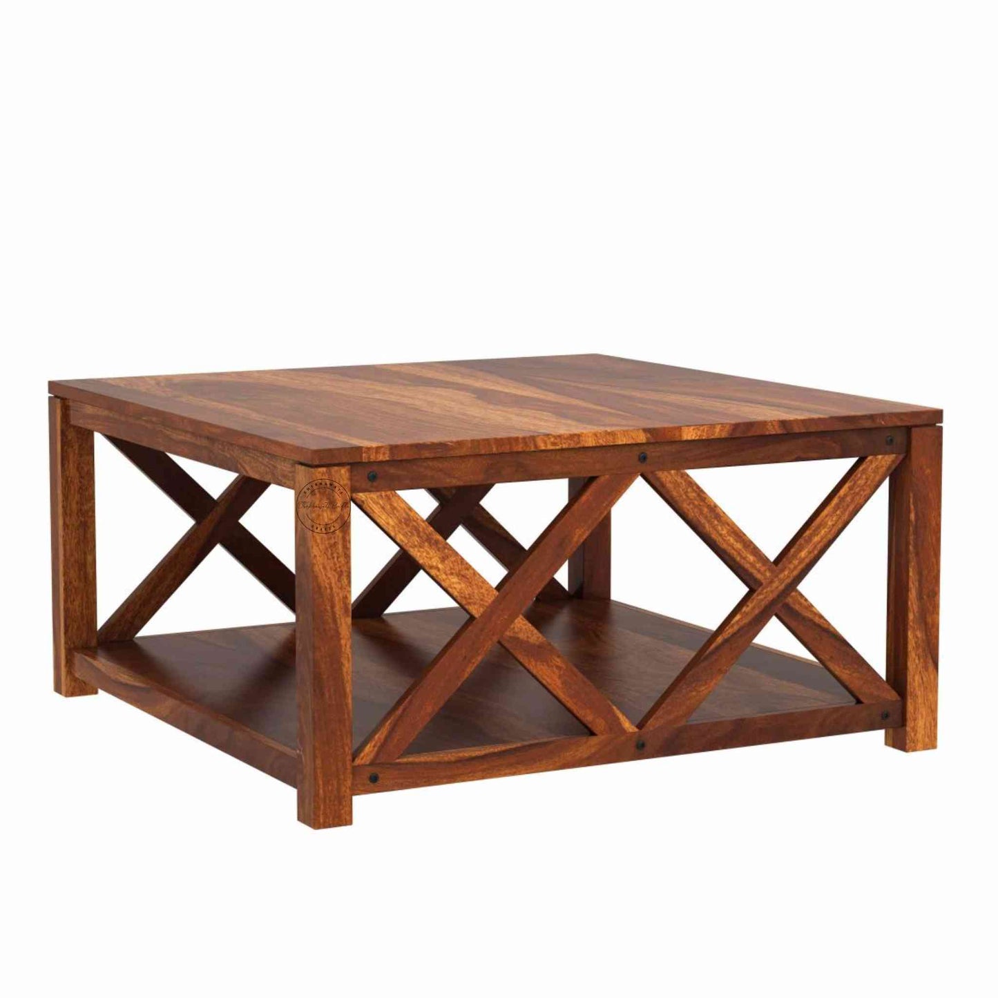 Handcrafted Ala X Sheesham Wood Center Table made with x shape design and customer finish option.