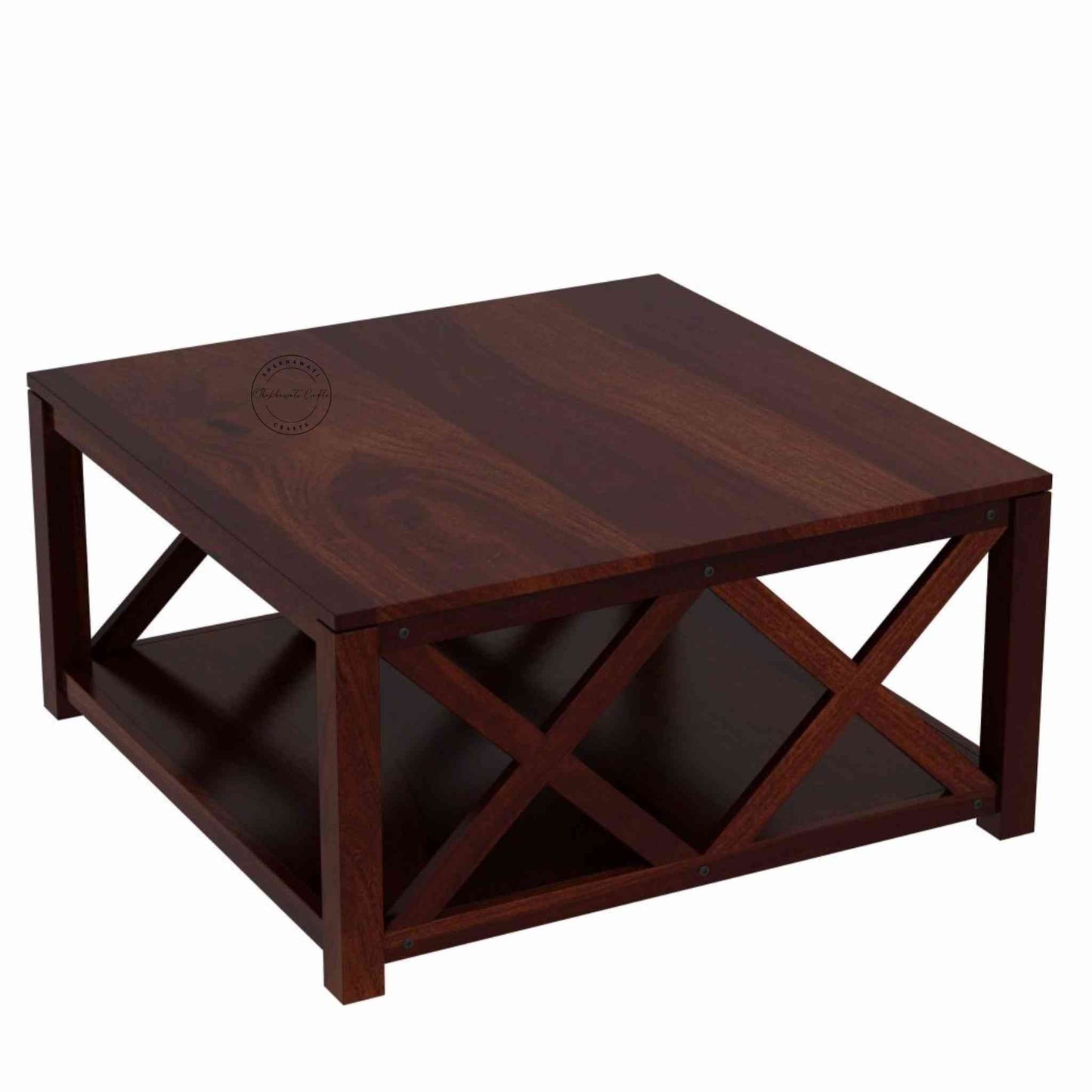 Handcrafted Ala X Sheesham Wood Center Table made with x shape design and customer finish option.