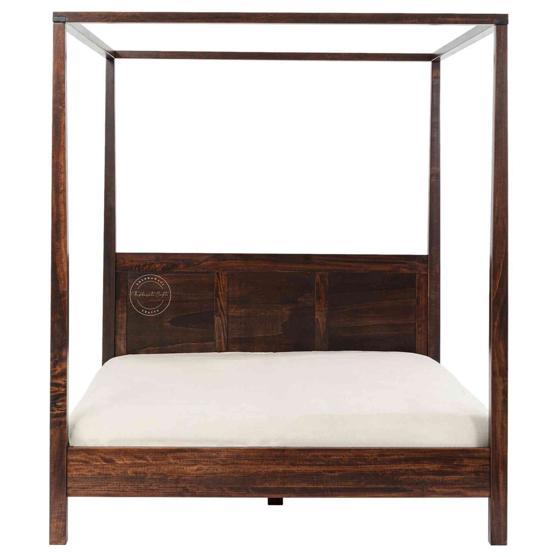 Allure King Size Poster Bed handcrafted with sheesham wood. Canopy bed for home.