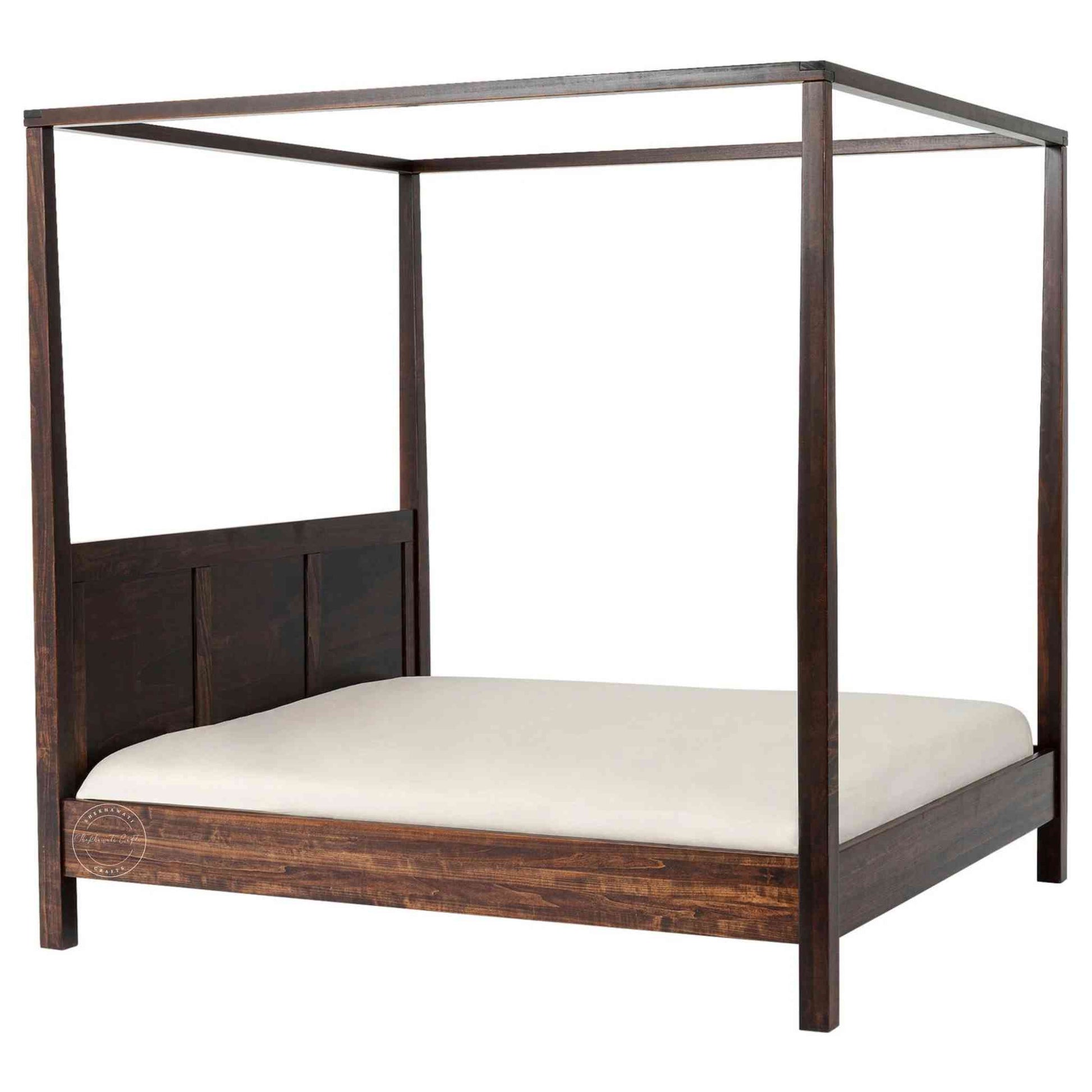 Allure King Size Poster Bed handcrafted with sheesham wood. Canopy bed for home.