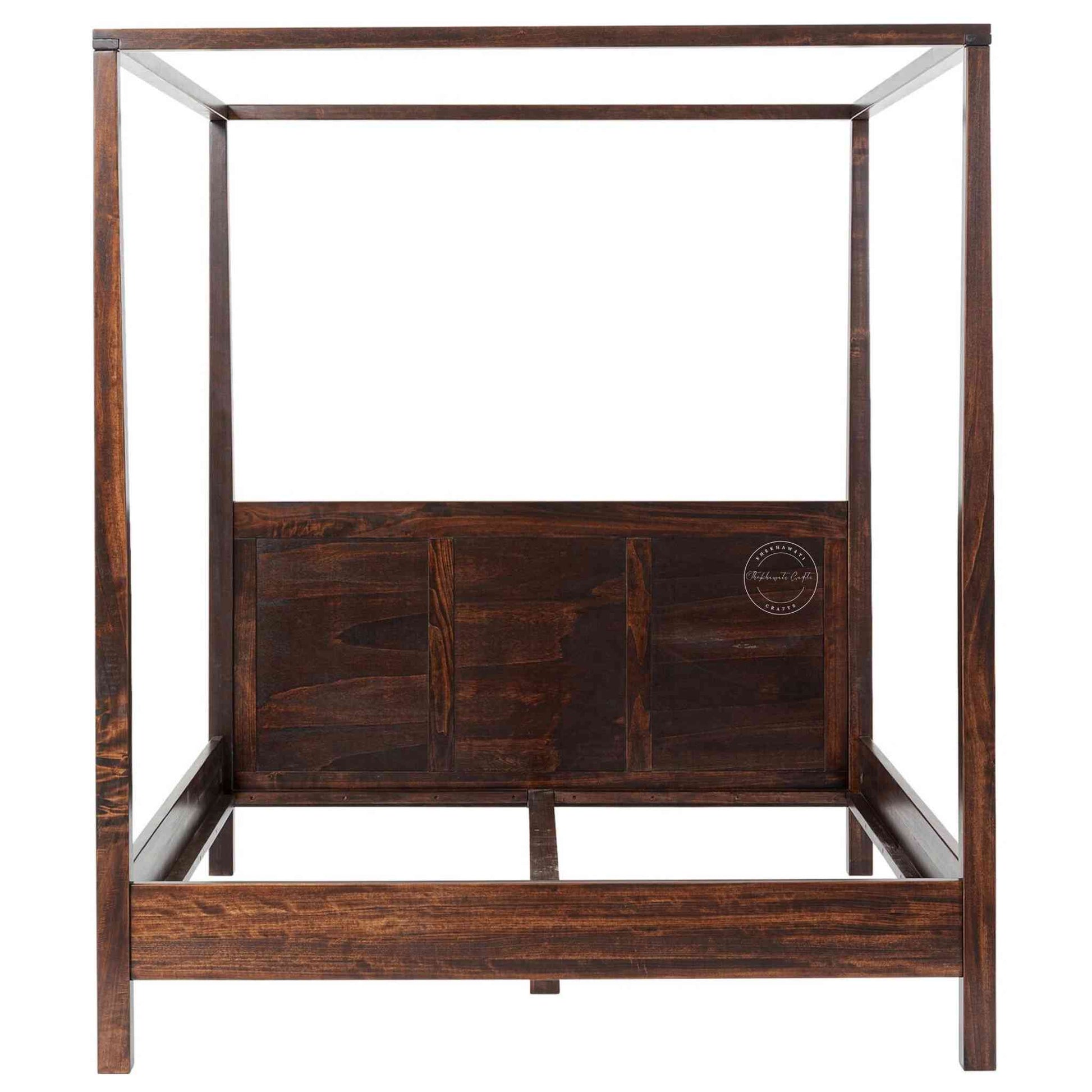 Allure King Size Poster Bed handcrafted with sheesham wood. Canopy bed for home.
