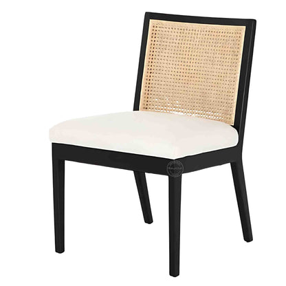 handcrafted Anvi Chair is made with sheesham wood and ratan cane design backrest.
