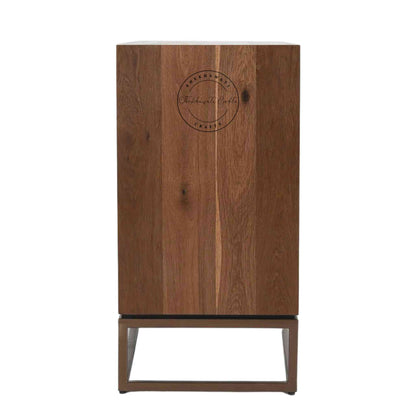 Handcrafted Arisa Sheesham Wood Chest of Drawers with 3 drawers, featuring a natural finish and detachable iron legs.
