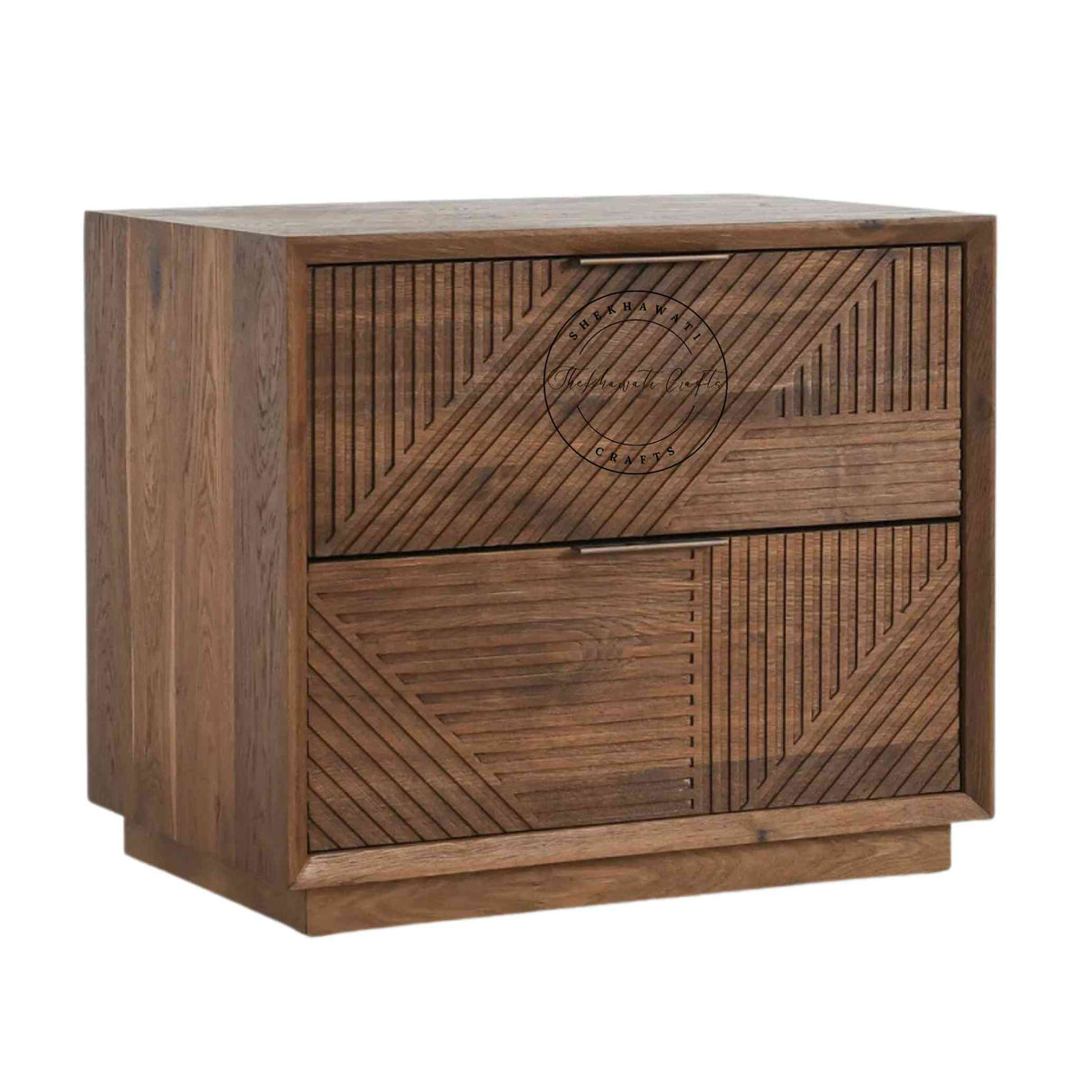 Arisa Bedside handcrafted with solid sheesham wood and light walnut finish.