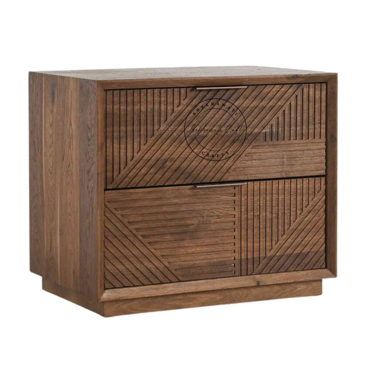 Arisa Bedside handcrafted with solid sheesham wood and light walnut finish.
