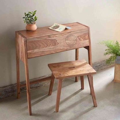 Handcrafted Arvi Sheesham Wood study desk in a natural finish. DIY assemble design and detachable legs.