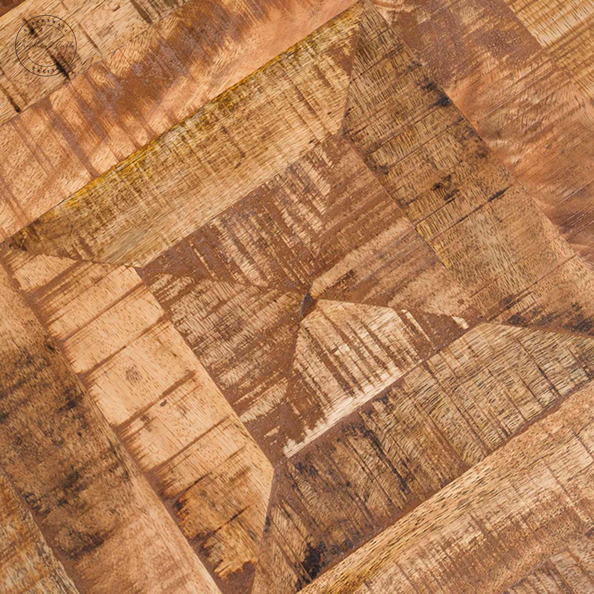 Athena Center Table handcrafted with solid mango wood and iron legs.