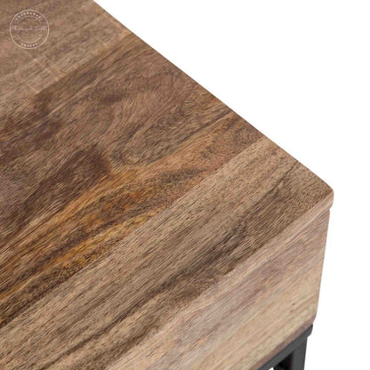 Handmade Augusta mango wood console table with 2 drawers and metal frame