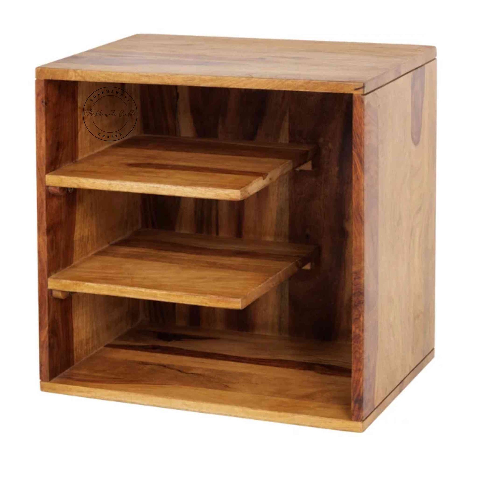 The Aurora end table, crafted from Sheesham wood, is ideal for home and office furniture.