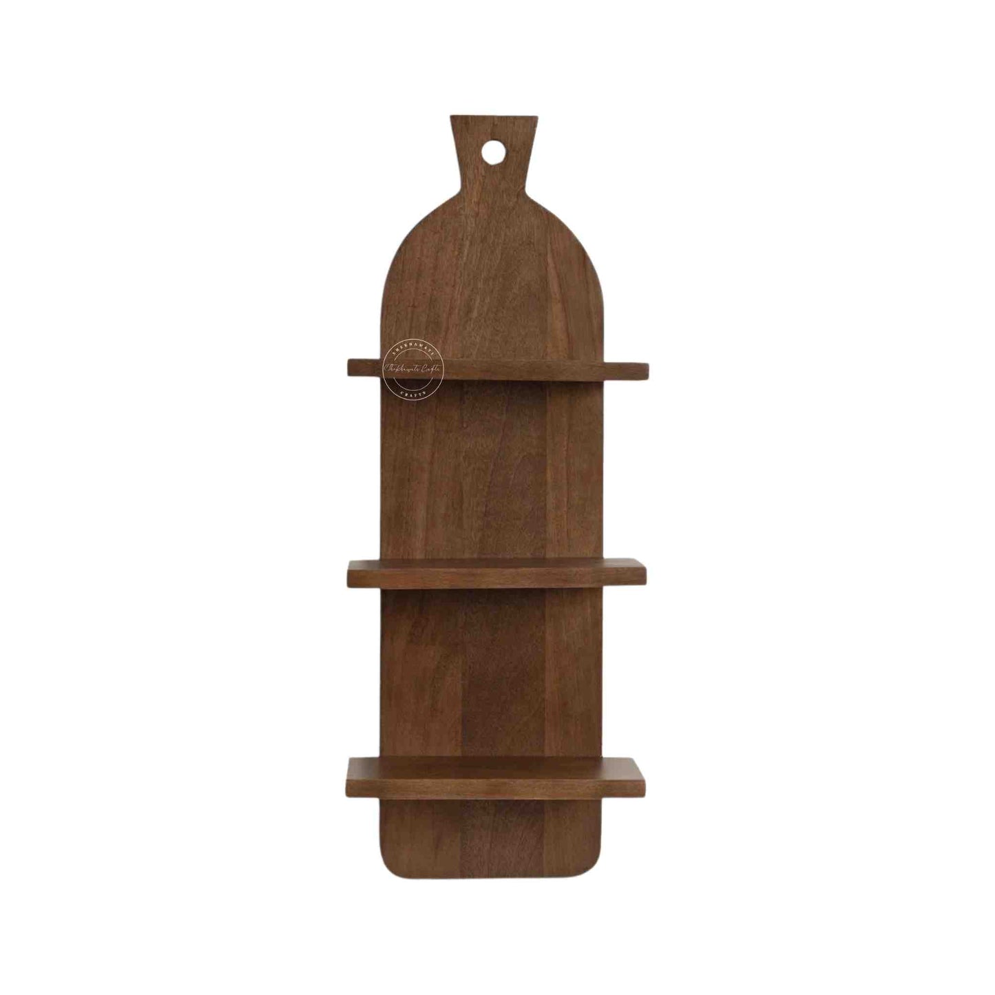 Bae Wall Mounted Shelf is handcrafted from mango wood and honey finish with unique design
