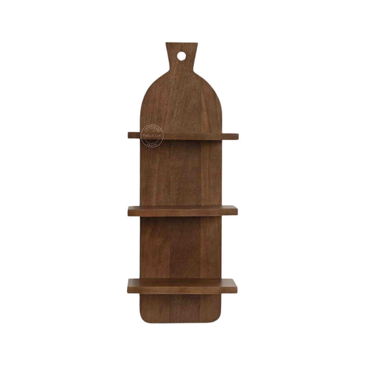 Bae Wall Mounted Shelf is handcrafted from mango wood and honey finish with unique design