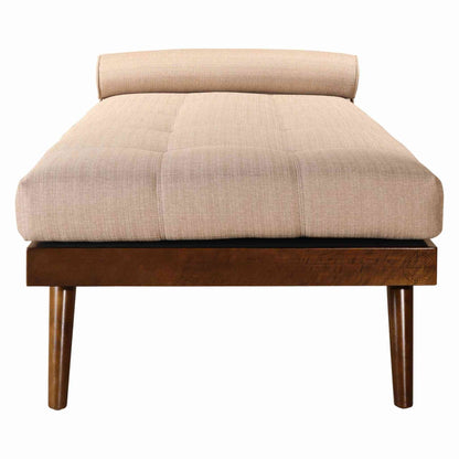 handcrafted Bari Daybed Sofa made from Sheesham wood with a walnut finish, jute fabric and extra comfort cushion.