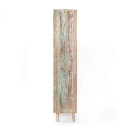 Butterfly Bookshelve handcrafted with mango wood, 3-section bookshelf with 2 doors.