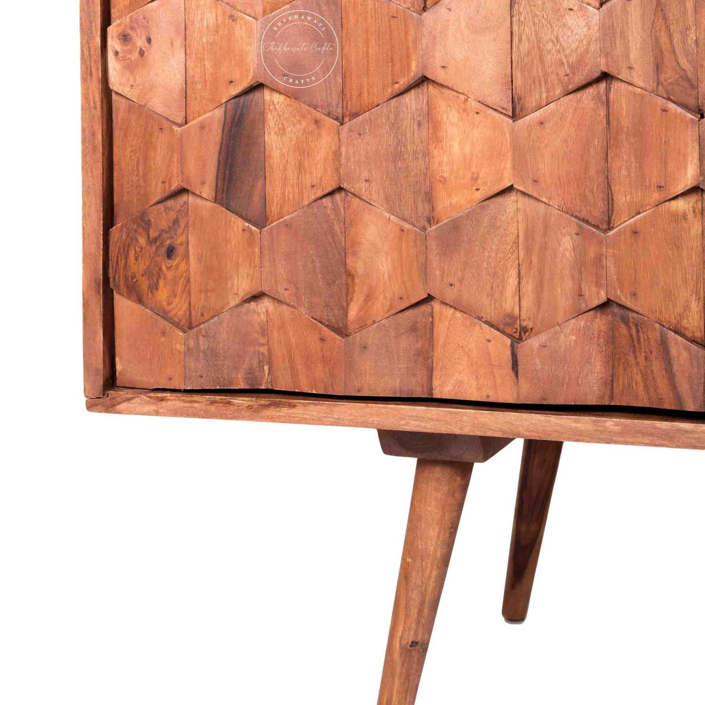 Casa sideboard is handcrafted from sheesham wood with a natural finish, 2 doors and 3 drawers.