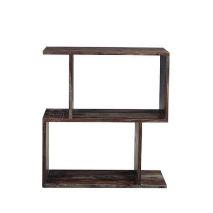 Crony Mini Zig Zag End Table handcrafted with Sheesham wood, walnut finish, and modern zig-zag design.