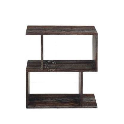 Crony Mini Zig Zag End Table handcrafted with Sheesham wood, walnut finish, and modern zig-zag design.