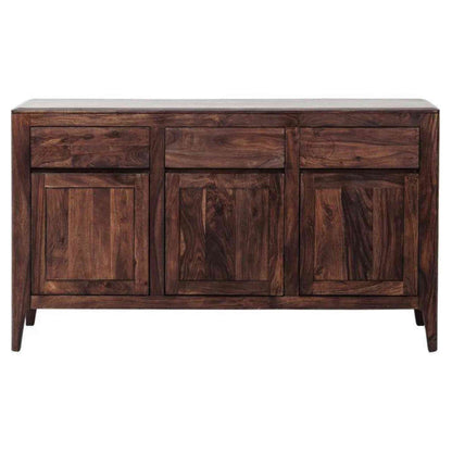Devi Sideboard is handcrafted with Sheesham wood, carved edge design, 3 drawers and 3 doors.