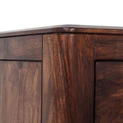 Devi Sideboard is handcrafted with Sheesham wood, carved edge design, 3 drawers and 3 doors.