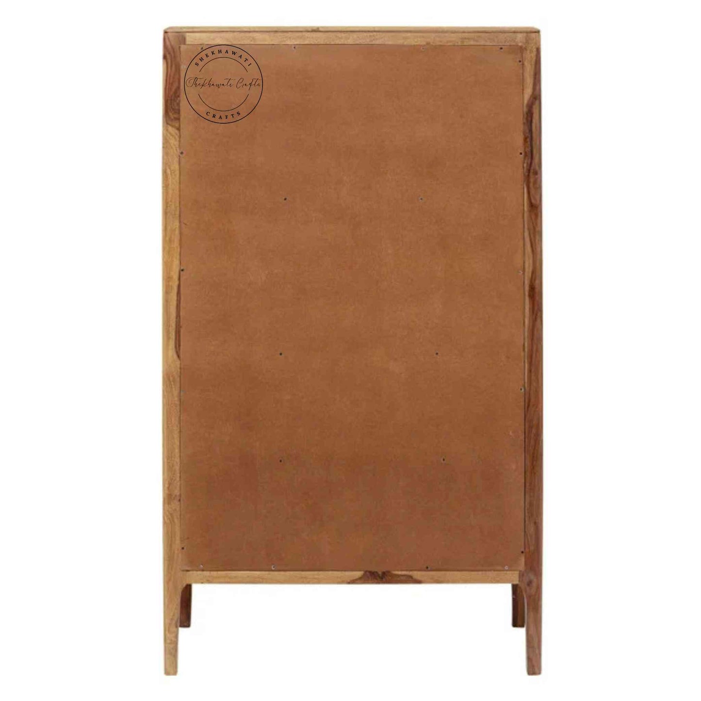 Dove Crockery Cabinet with solid Sheesham wood, natural wood finish, adjustable shelves, Sheesham wood panel doors, modern kitchen furniture