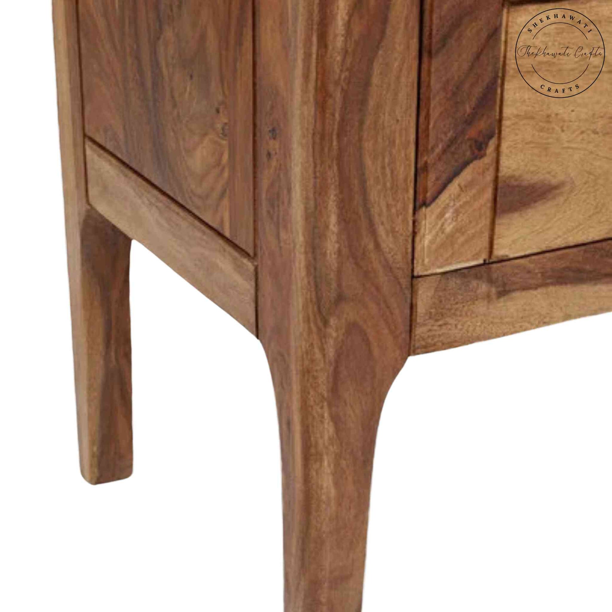Dove Crockery Cabinet with solid Sheesham wood, natural wood finish, adjustable shelves, Sheesham wood panel doors, modern kitchen furniture