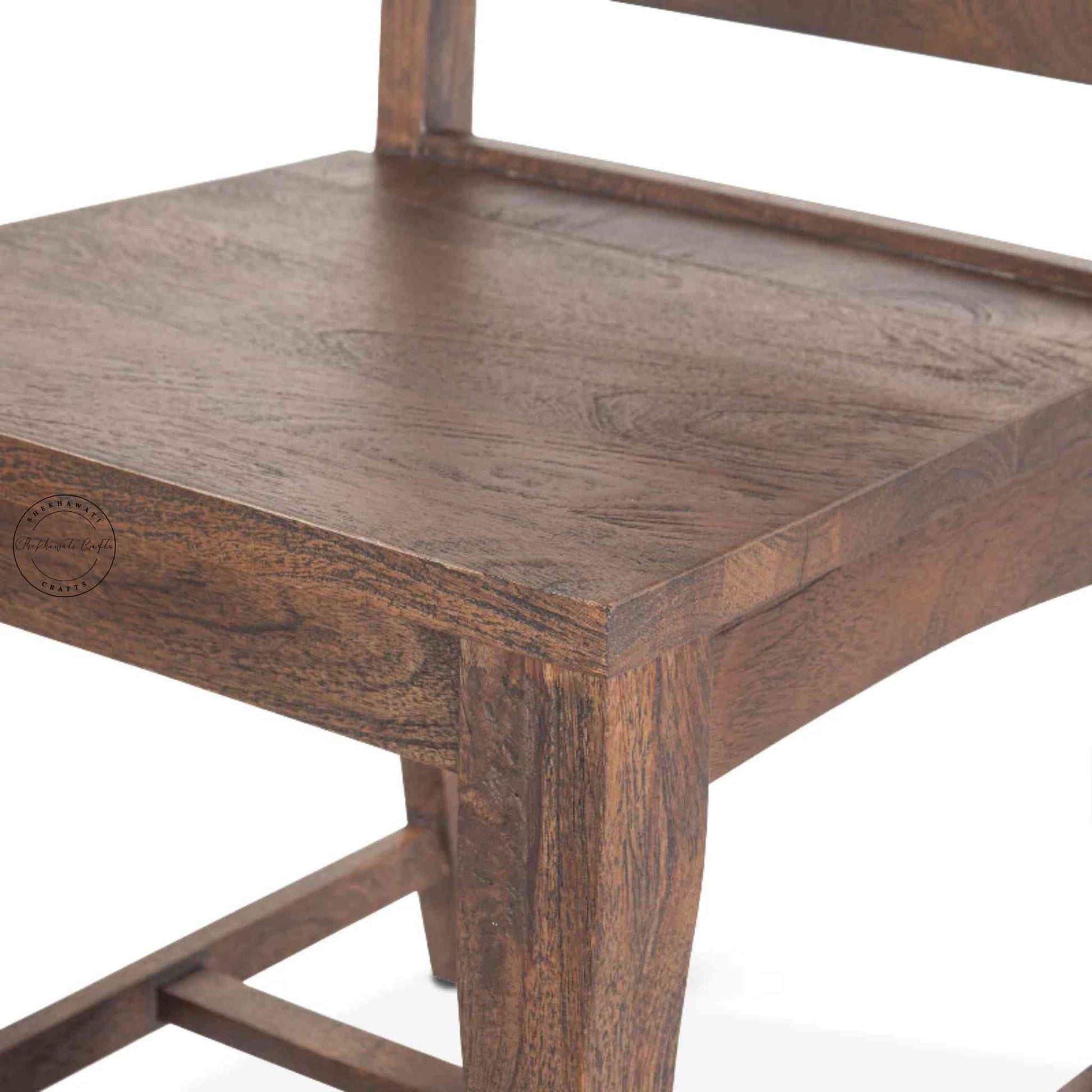 Ellen Chair is handcrafted from Sheesham wood with a walnut finish, featuring a vintage design wooden chair.