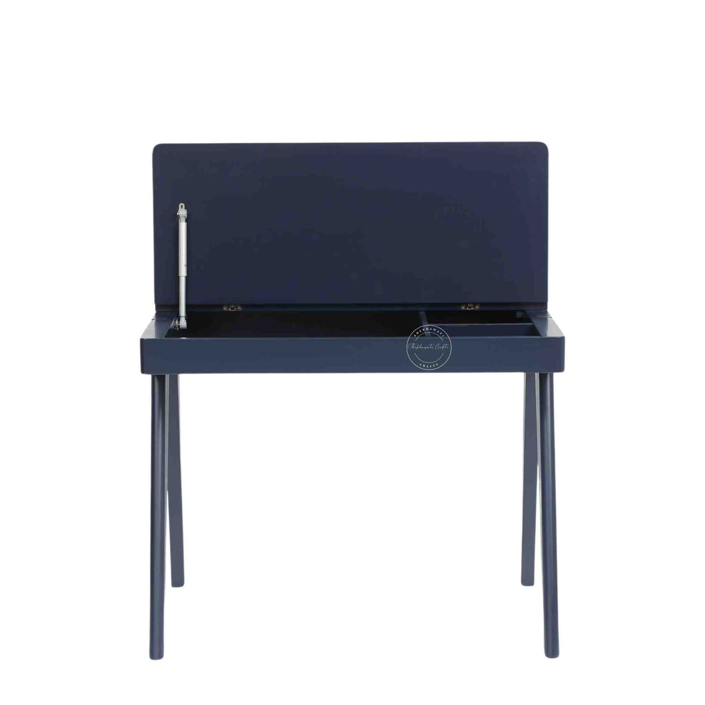 Emily Mango Wood Study Table with Magic Matte Blue finish, openable top with foldable legs.