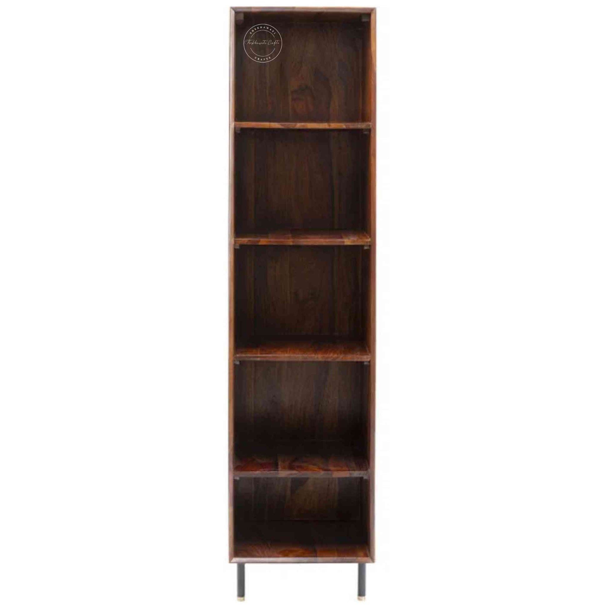 Esme Closet is handcrafted from Sheesham wood with a walnut finish, detachable shelves, a clothes hanger, and 5 spacious shelves.