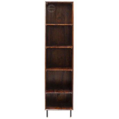 Esme Closet is handcrafted from Sheesham wood with a walnut finish, detachable shelves, a clothes hanger, and 5 spacious shelves.