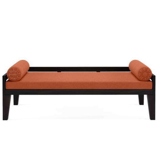 Frag Daybed with solid Sheesham wood, saffron jute fabric, matte black finish and DIY design furniture.