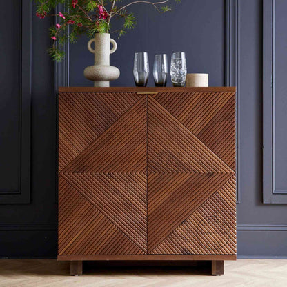 Gavin Sideboard is handcrafted from Sheesham wood, featuring 1 drawer and 2 detachable shelves. a modern design sideboard.