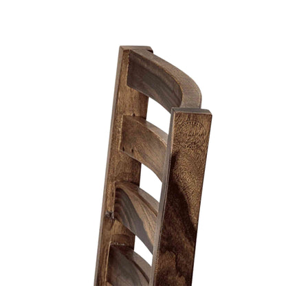 Given Chair is handcrafted from sheesham wood with a unique backrest design, comfortable seating cushion and a modern design.
