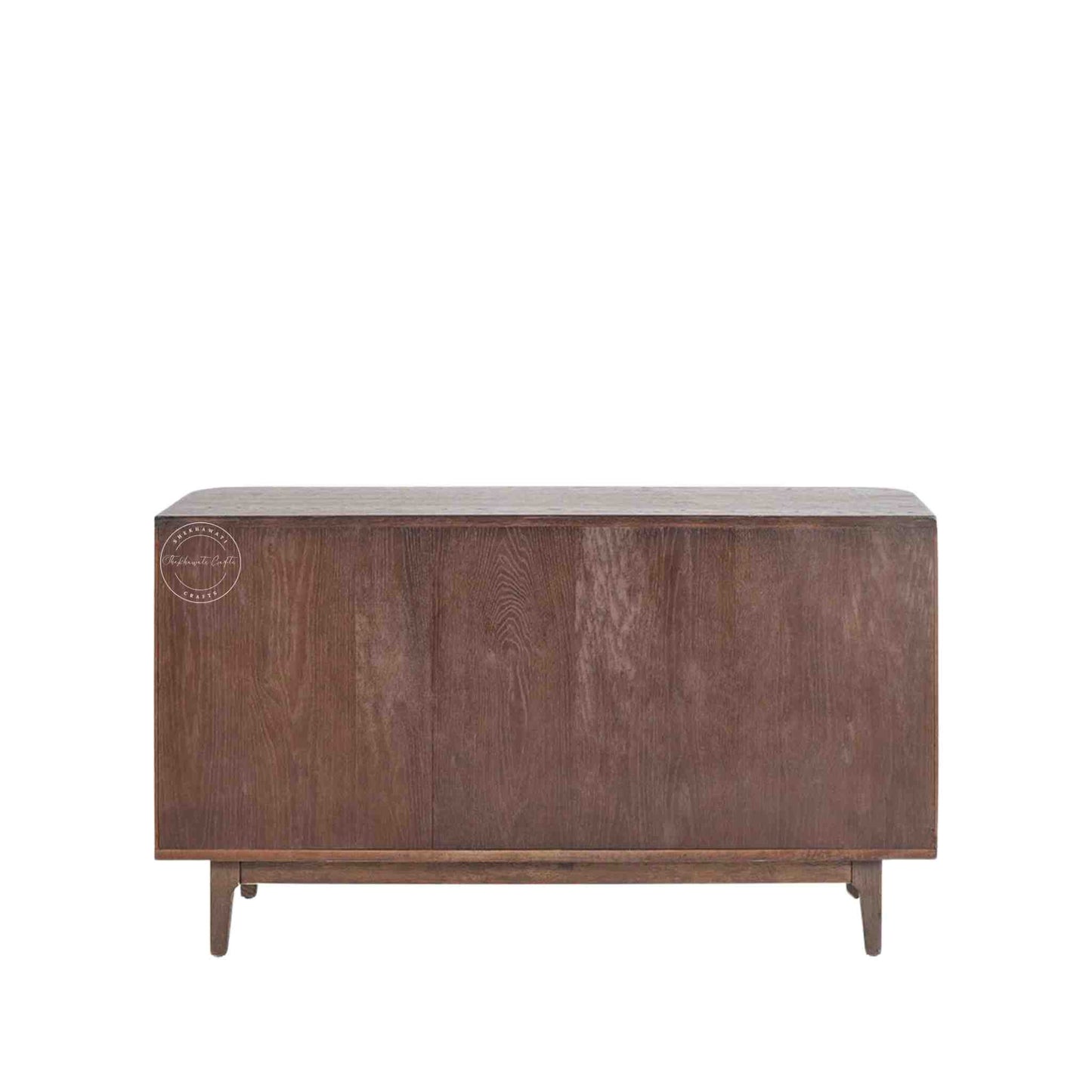 hazal sideboard is handcrafted from mango wood with a walnut finish and 3 doors