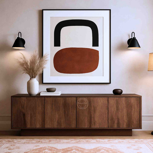 handmade helios solid wood TV unit with natural mango wood finish and 4 doors.
